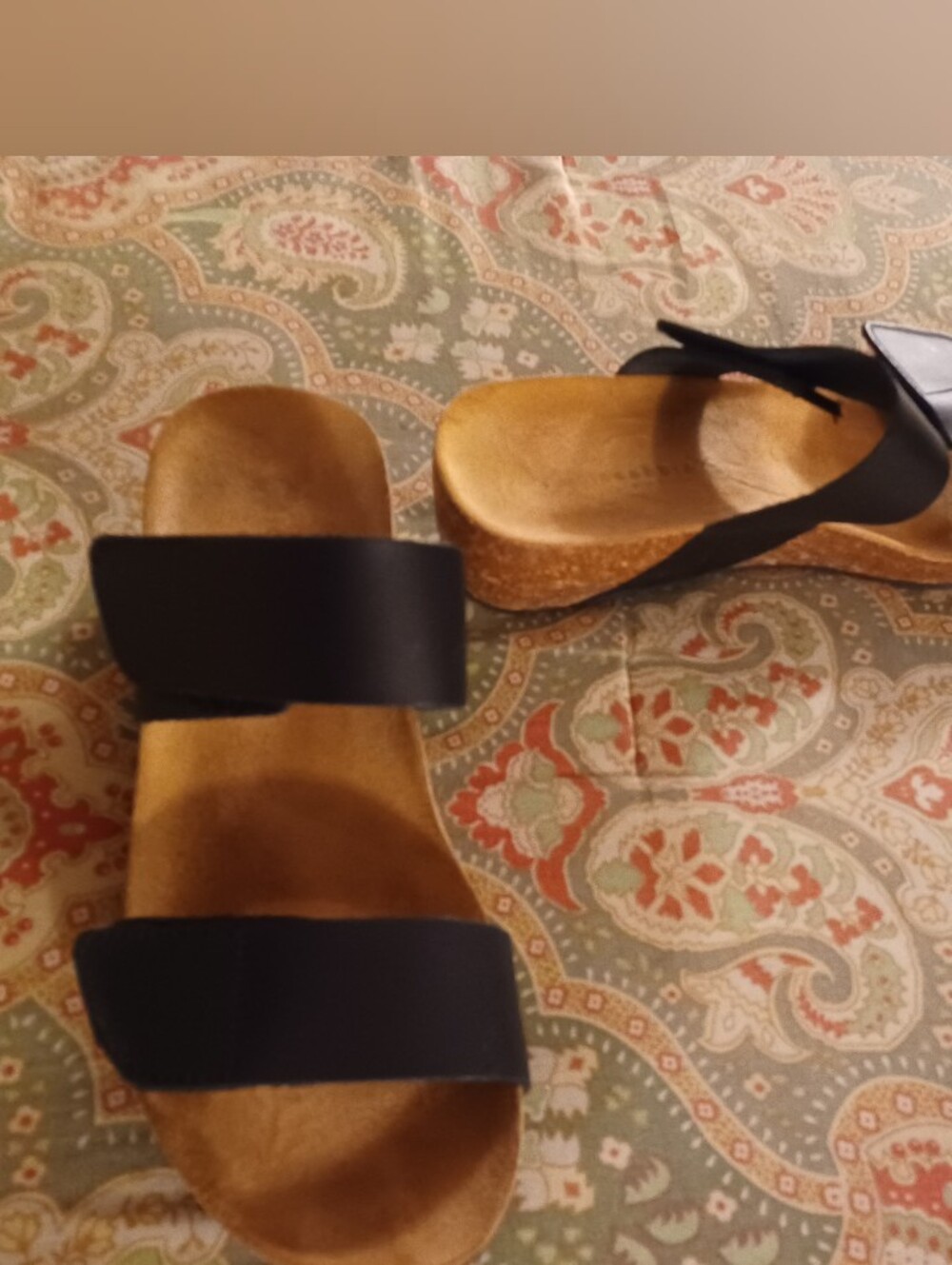 Lola Sabbia Eric Michael Black Leather Wedge Slide Sandals 41 US 10